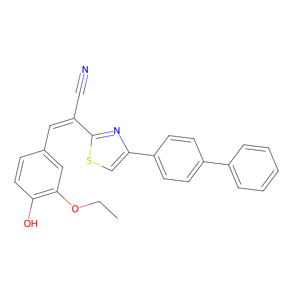 4-[1,1a(2)-Biphenyl]-4-yl-I+/--[(3-ethoxy-4-hydroxyphenyl)methylene]-2-thiazoleacetonitrile molecular structure, CAS 332175-36-7