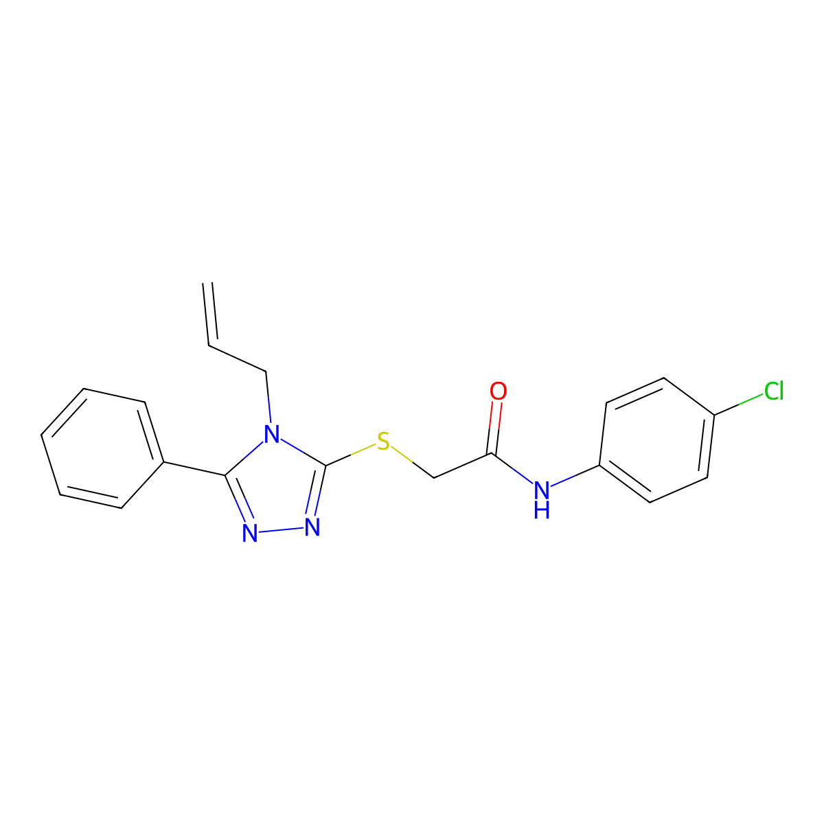 2-((4-Allyl-5-phenyl-4H-1,2,4-triazol-3-yl)thio)-N-(4-chlorophenyl)acetamide molecular structure, CAS 332175-49-2