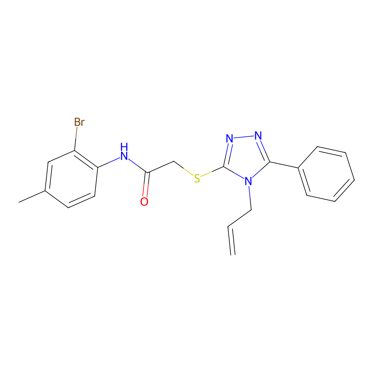 2-((4-Allyl-5-phenyl-4H-1,2,4-triazol-3-yl)thio)-N-(2-bromo-4-methylphenyl)acetamide molecular structure, CAS 332175-50-5