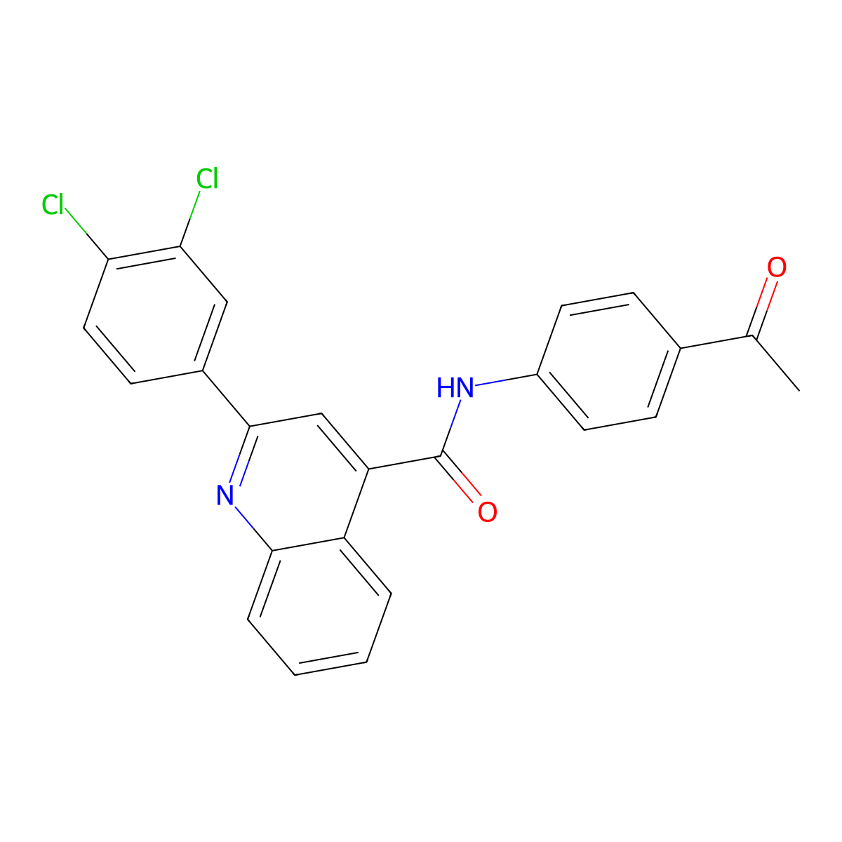 N-(4-acetylphenyl)-2-(3,4-dichlorophenyl)quinoline-4-carboxamide molecular structure, CAS 332175-85-6