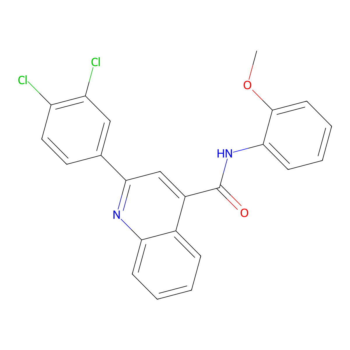 2-(3,4-dichlorophenyl)-N-(2-methoxyphenyl)quinoline-4-carboxamide molecular structure, CAS 332175-86-7