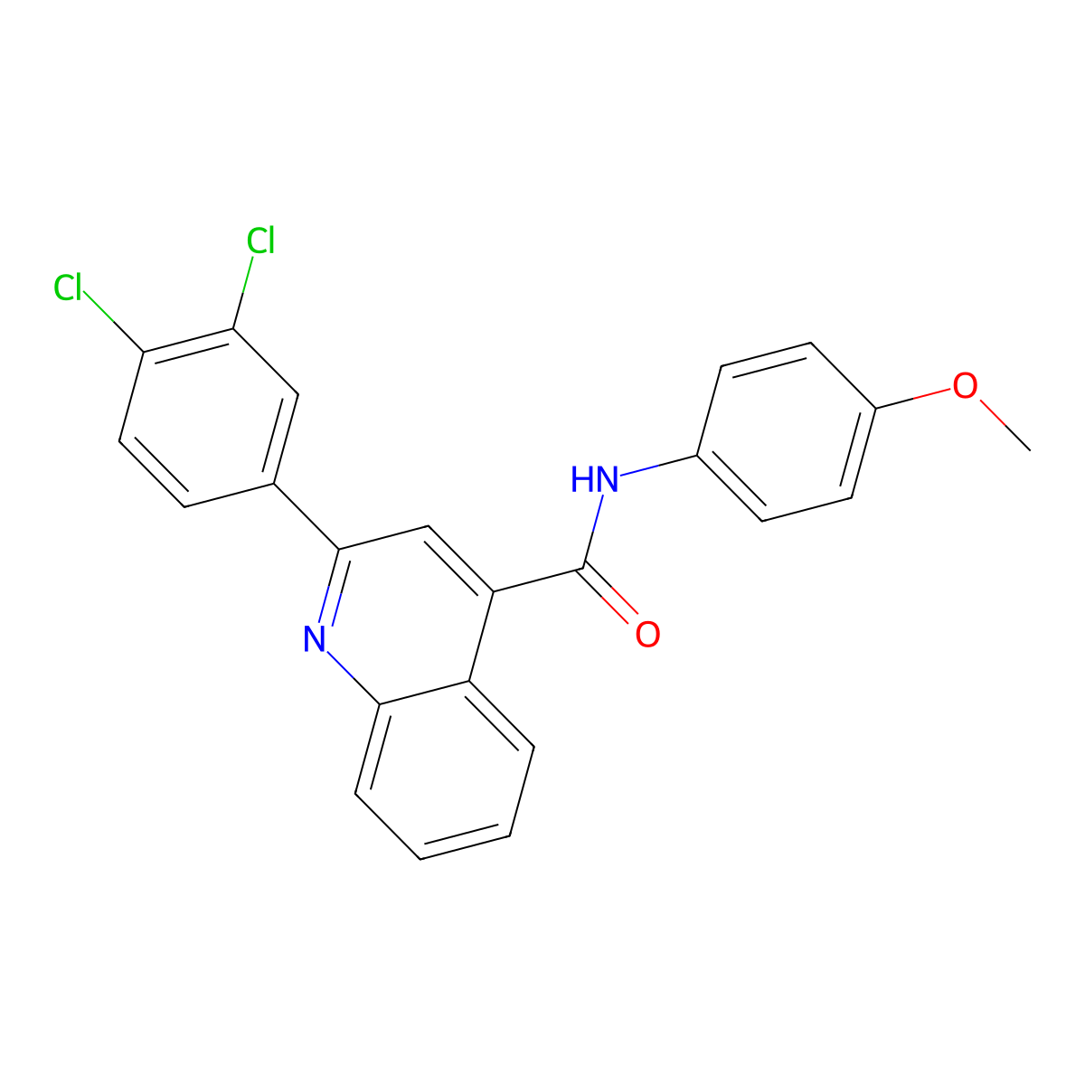 2-(3,4-dichlorophenyl)-N-(4-methoxyphenyl)quinoline-4-carboxamide molecular structure, CAS 332175-88-9
