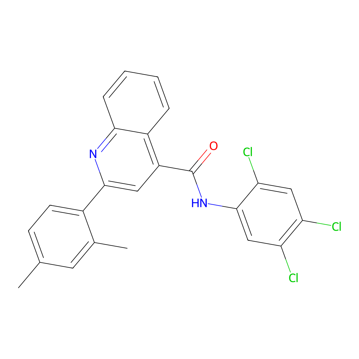 2-(2,4-dimethylphenyl)-N-(2,4,5-trichlorophenyl)quinoline-4-carboxamide molecular structure, CAS 332176-22-4