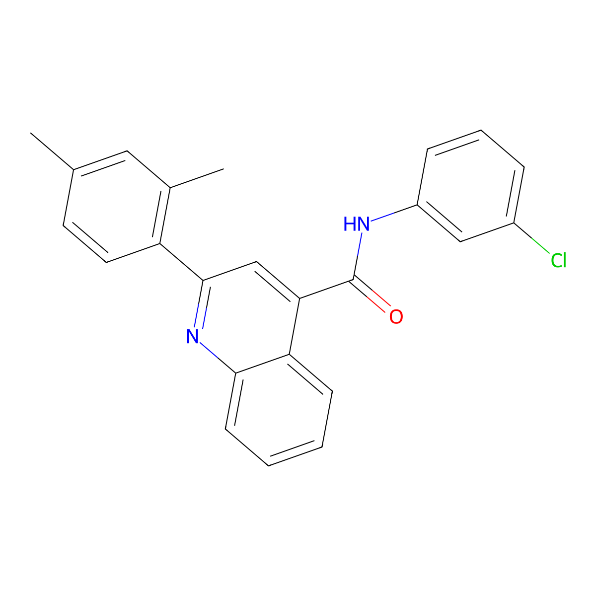 N-(3-chlorophenyl)-2-(2,4-dimethylphenyl)quinoline-4-carboxamide molecular structure, CAS 332176-31-5