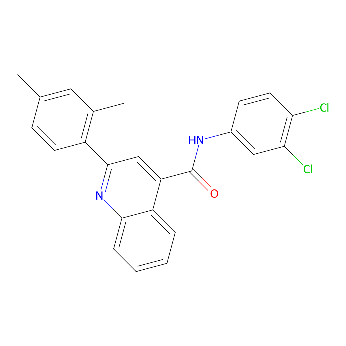 N-(3,4-dichlorophenyl)-2-(2,4-dimethylphenyl)quinoline-4-carboxamide molecular structure, CAS 332176-32-6