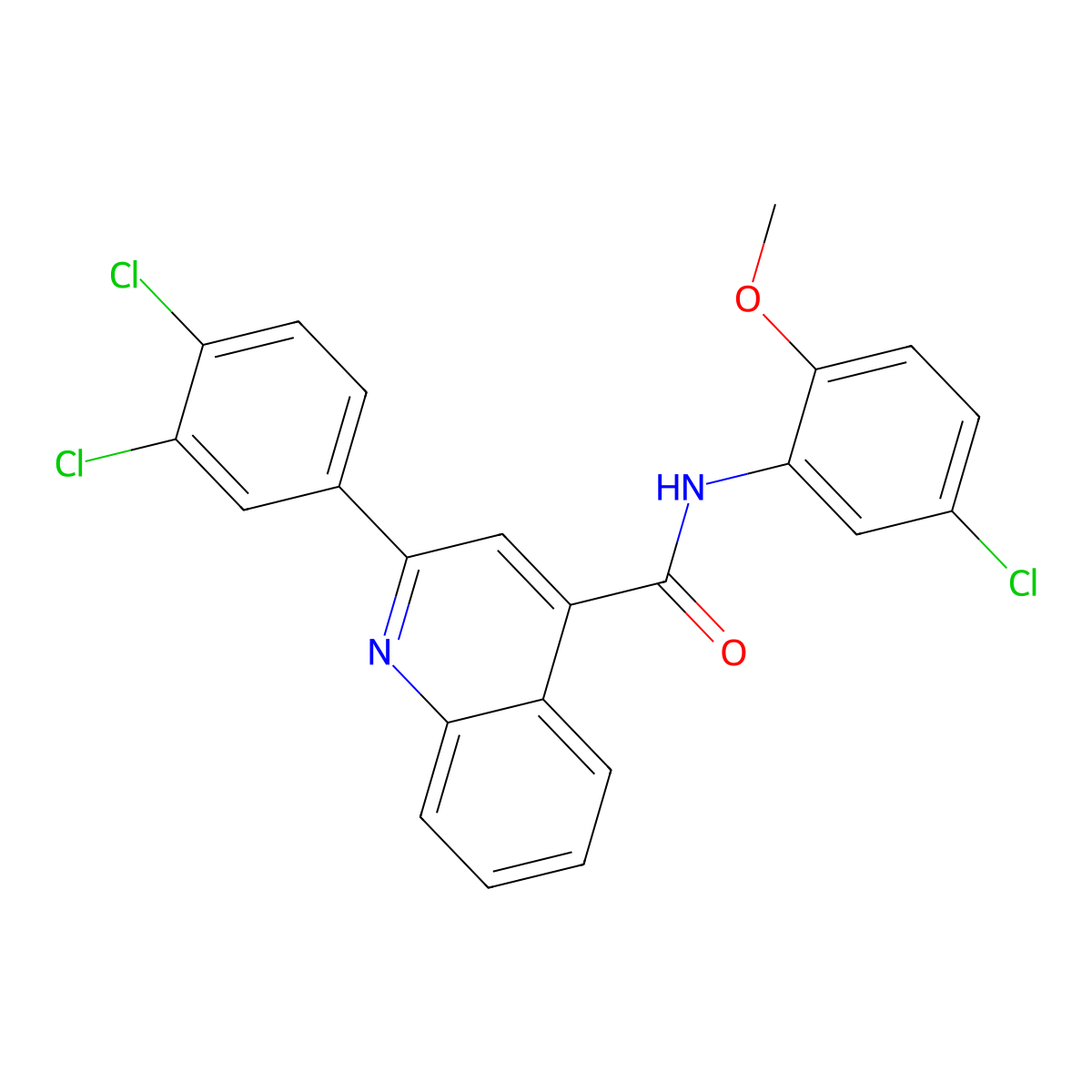 N-(5-chloro-2-methoxyphenyl)-2-(3,4-dichlorophenyl)quinoline-4-carboxamide molecular structure, CAS 332176-51-9