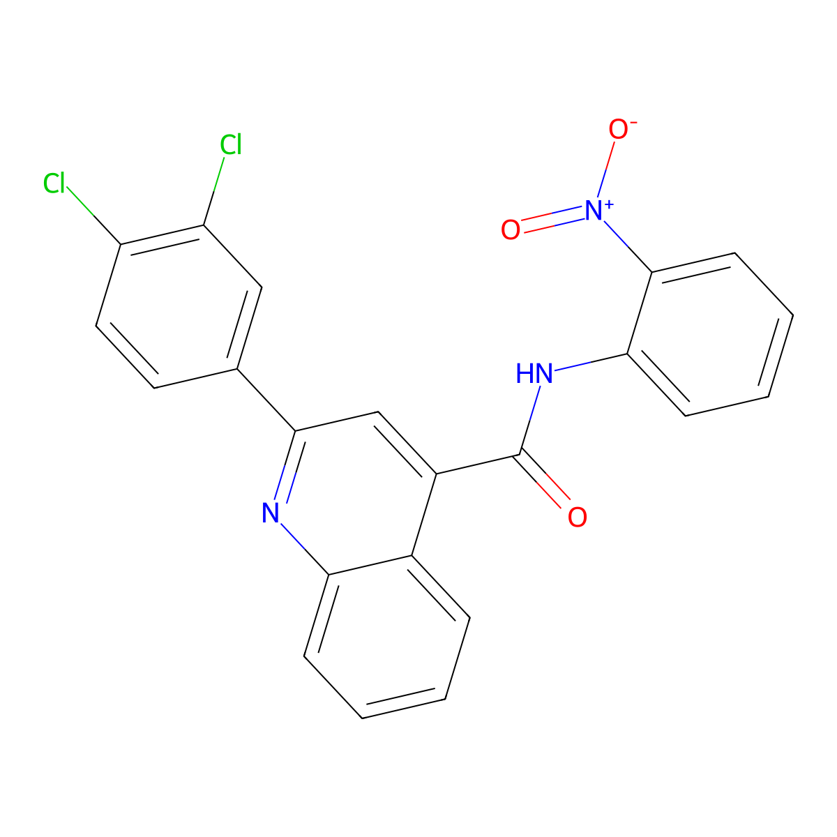 2-(3,4-dichlorophenyl)-N-(2-nitrophenyl)quinoline-4-carboxamide molecular structure, CAS 332176-52-0