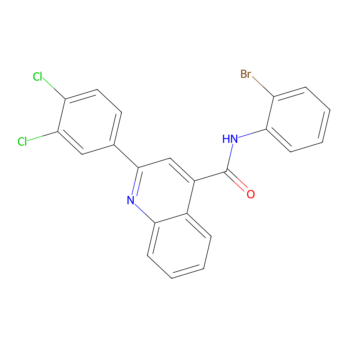 N-(2-bromophenyl)-2-(3,4-dichlorophenyl)quinoline-4-carboxamide molecular structure, CAS 332176-53-1