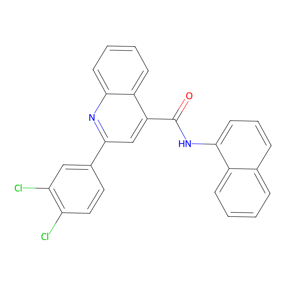2-(3,4-dichlorophenyl)-N-naphthalen-1-ylquinoline-4-carboxamide molecular structure, CAS 332176-57-5