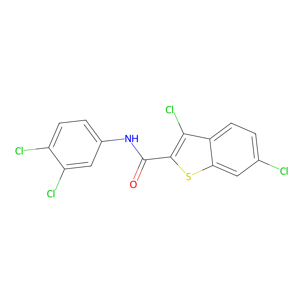 3,6-dichloro-N-(3,4-dichlorophenyl)-1-benzothiophene-2-carboxamide molecular structure, CAS 332176-62-2