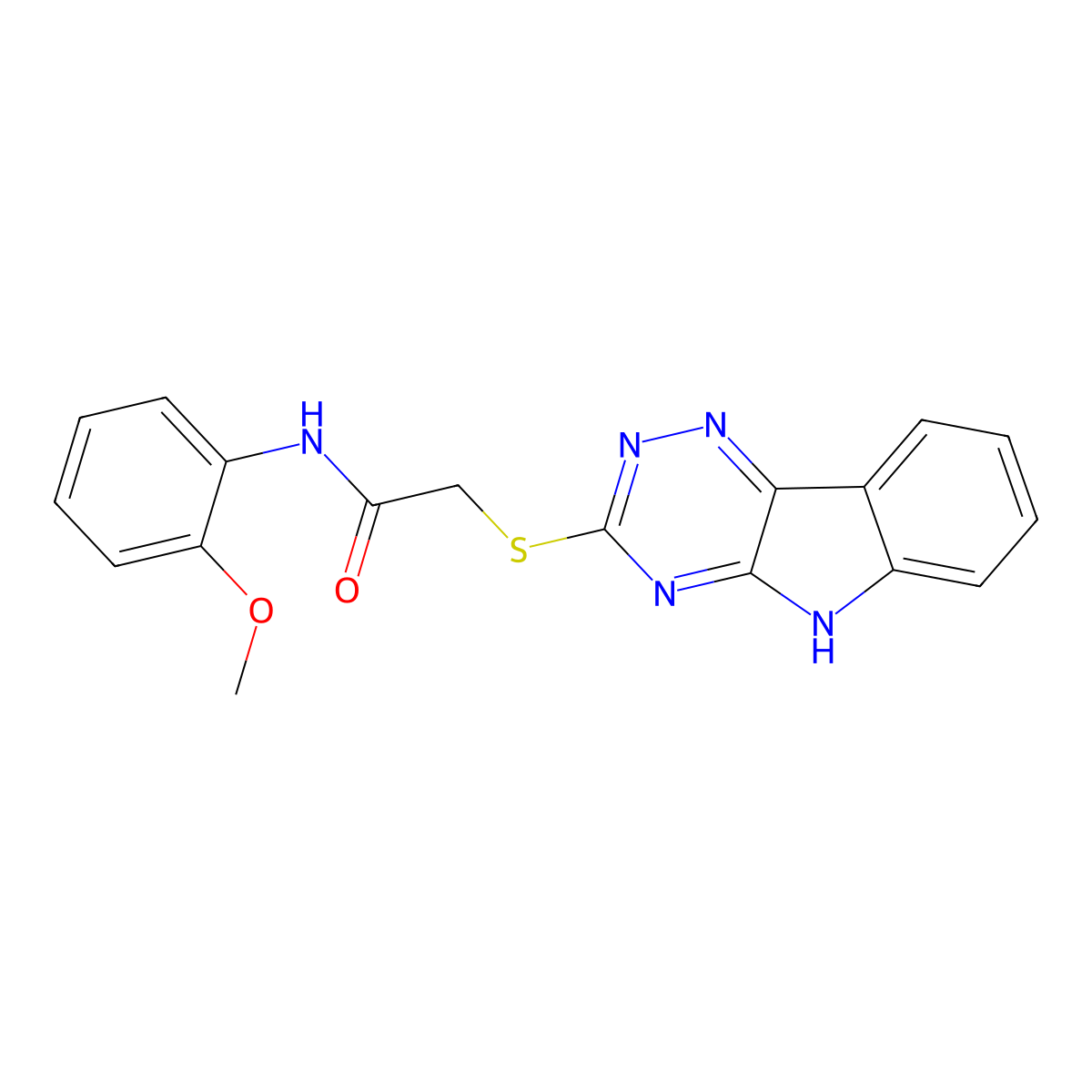 N-(2-Methoxy-phenyl)-2-(9H-1,3,4,9-tetraaza-fluoren-2-ylsulfanyl)-acetamide molecular structure, CAS 332176-64-4