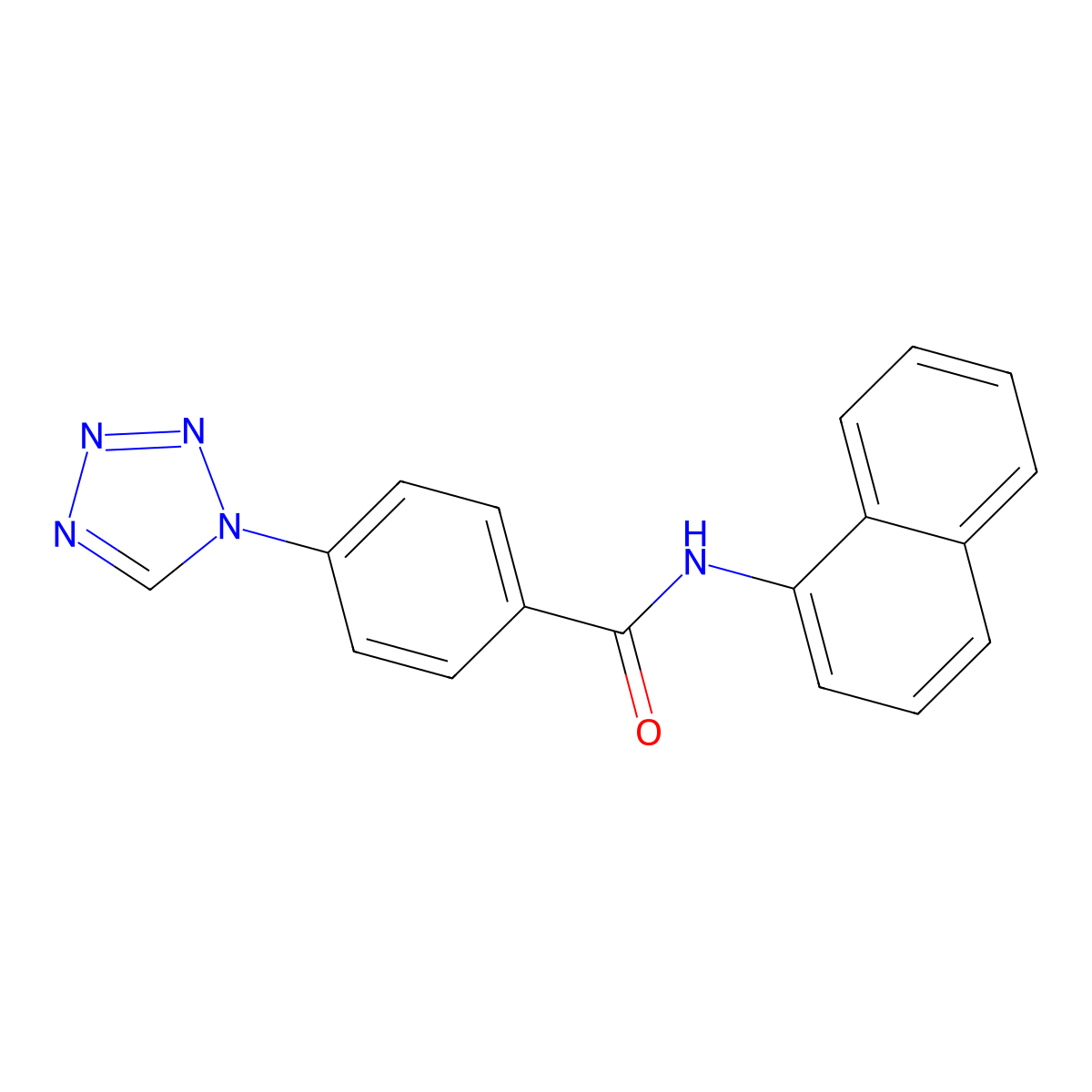 N-(naphthalen-1-yl)-4-(1H-tetrazol-1-yl)benzamide molecular structure, CAS 332176-90-6