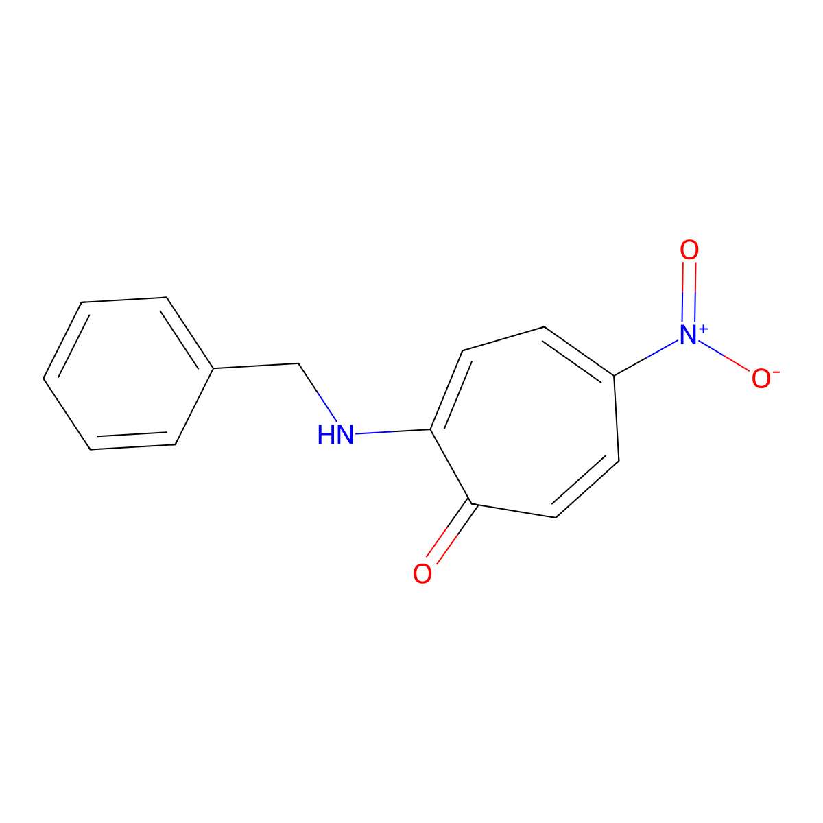 2-(Benzylamino)-5-nitrocyclohepta-2,4,6-trien-1-one molecular structure, CAS 332177-87-4