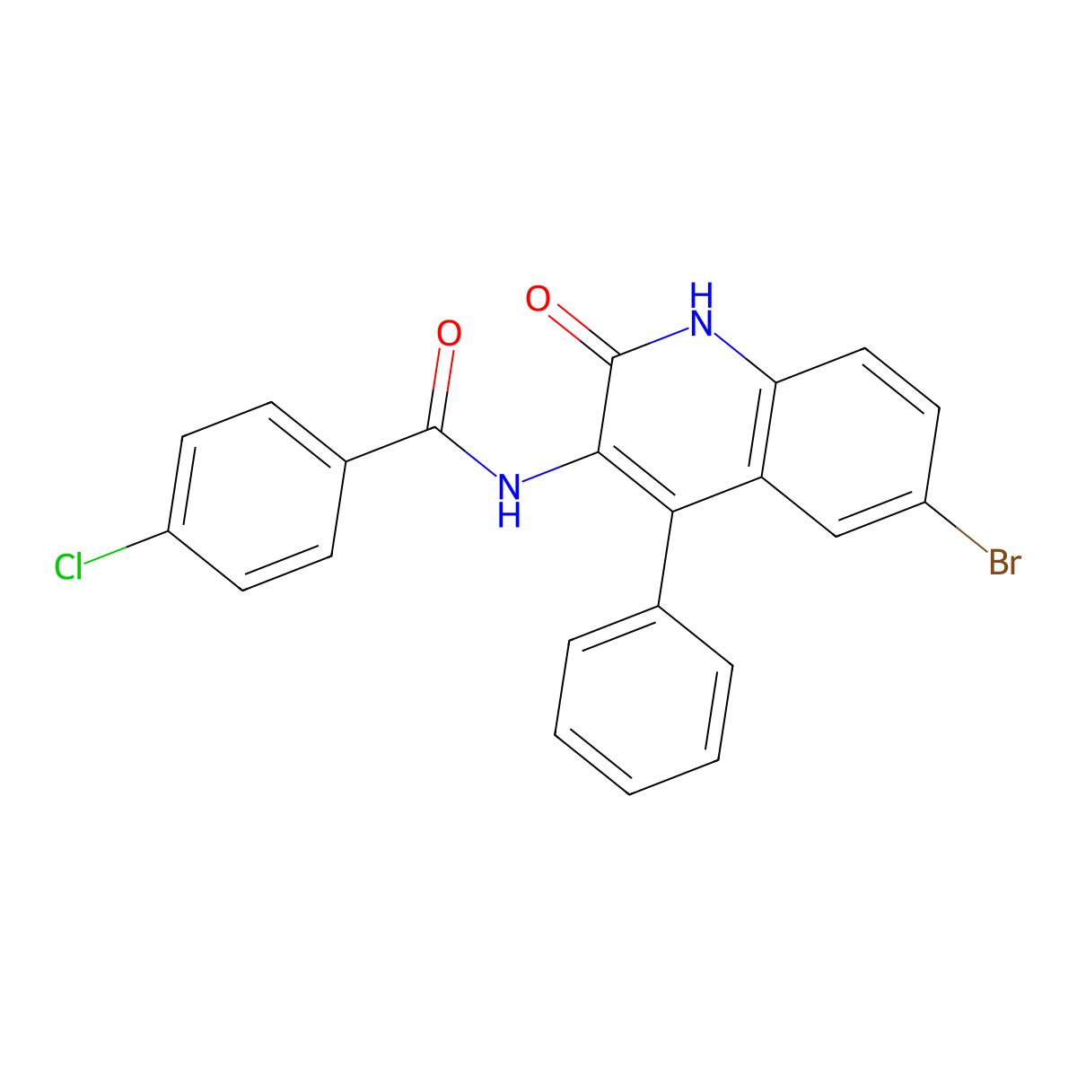N-(6-bromo-2-oxo-4-phenyl-1,2-dihydroquinolin-3-yl)-4-chlorobenzamide molecular structure, CAS 332177-96-5