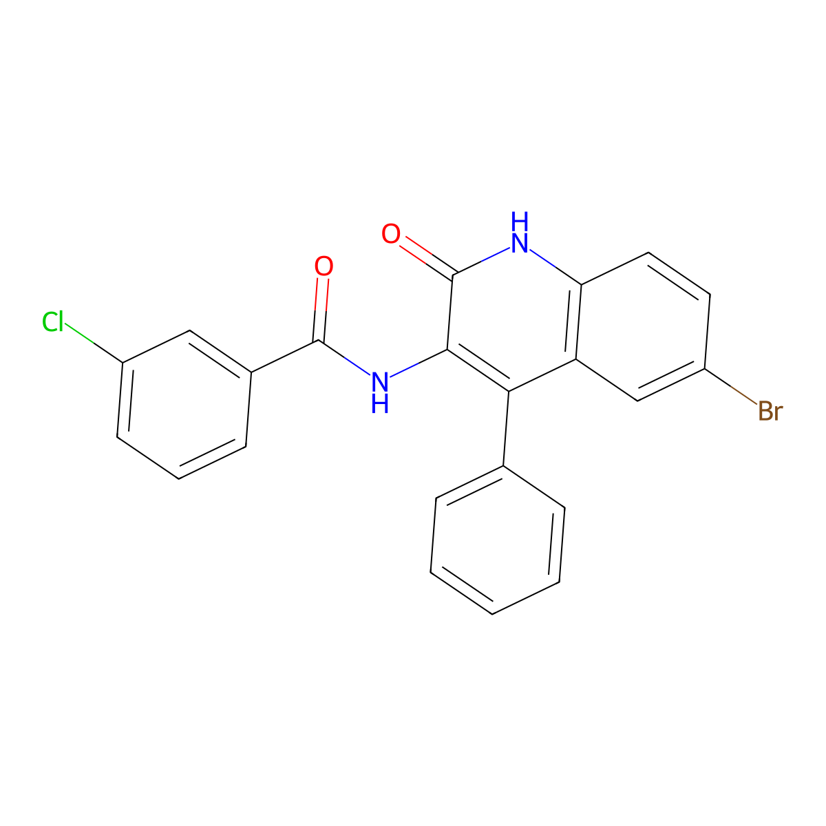 N-(6-bromo-2-oxo-4-phenyl-1,2-dihydroquinolin-3-yl)-3-chlorobenzamide molecular structure, CAS 332177-97-6