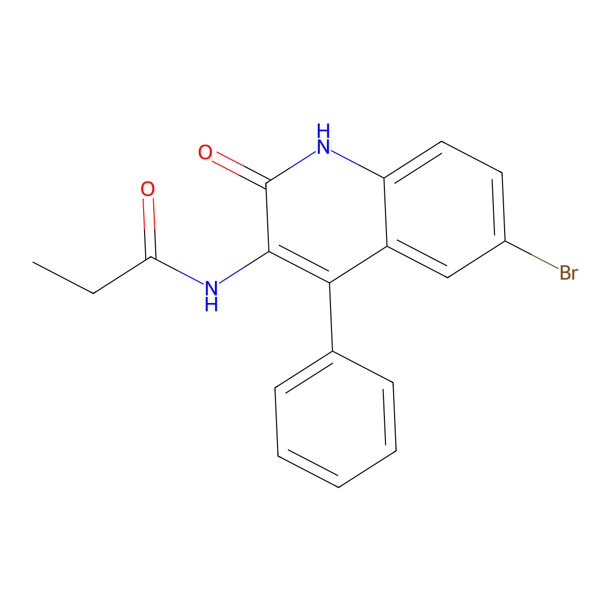 N-(6-bromo-2-oxo-4-phenyl-1H-quinolin-3-yl)propanamide molecular structure, CAS 332178-01-5