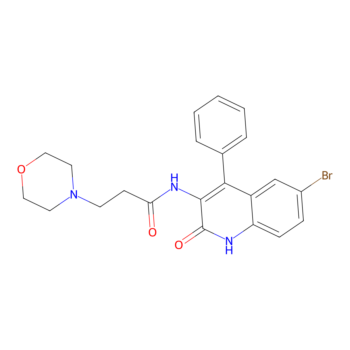 N-(6-bromo-2-oxo-4-phenyl-1H-quinolin-3-yl)-3-morpholin-4-ylpropanamide molecular structure, CAS 332178-03-7