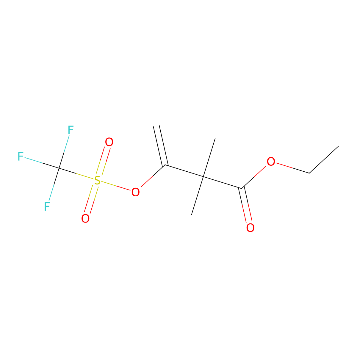 Ethyl 2,2-dimethyl-3-(trifluoromethanesulfonyloxy)but-3-enoate molecular structure, CAS 332180-37-7