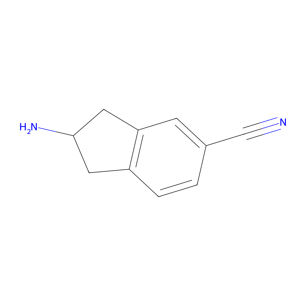 1H-Indene-5-carbonitrile, 2-amino-2,3-dihydro- molecular structure, CAS 332185-12-3