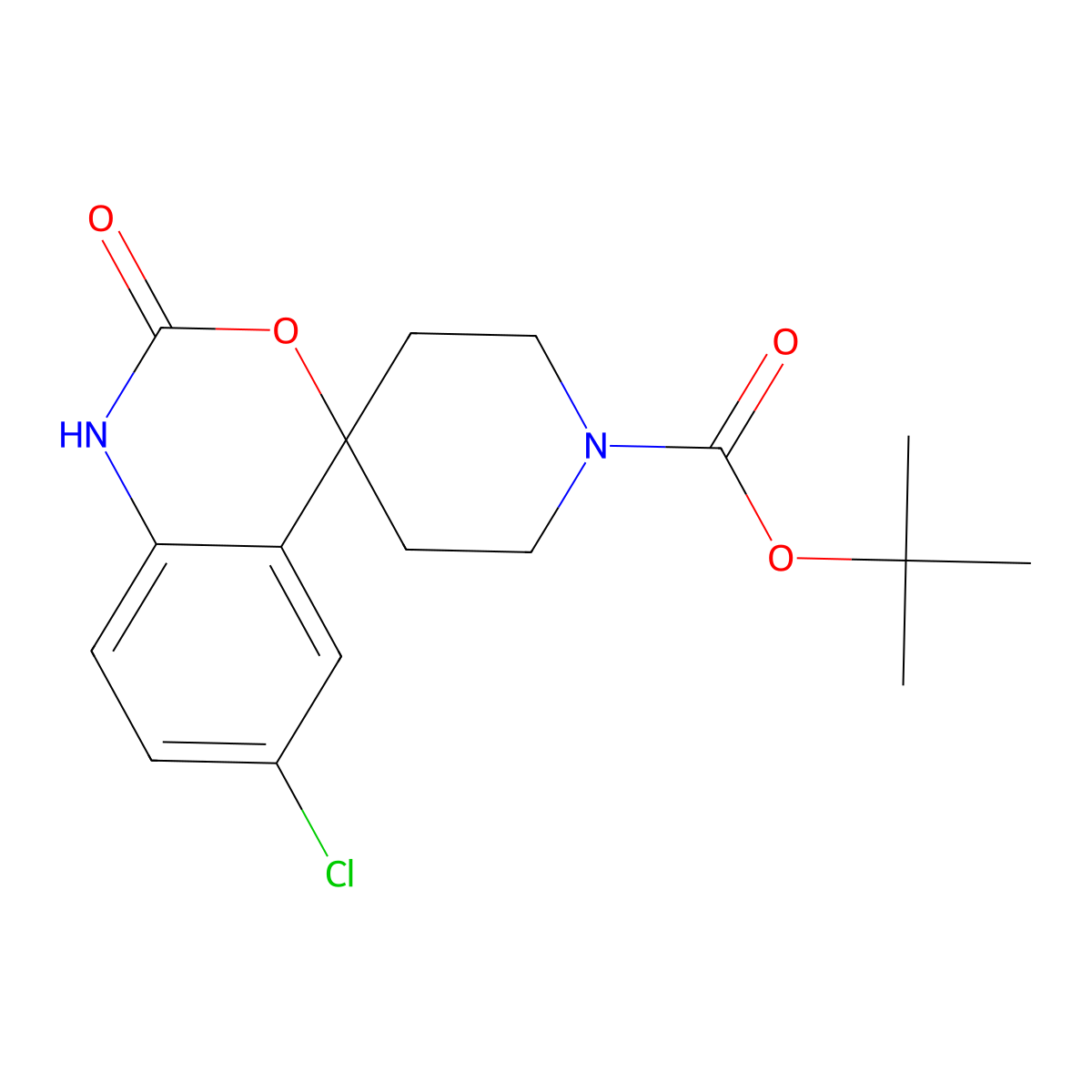 1'-Boc-6-chlorospiro[4H-3,1-benzoxazine-4,4'-piperidin]-2(1H)-one molecular structure, CAS 332187-61-8