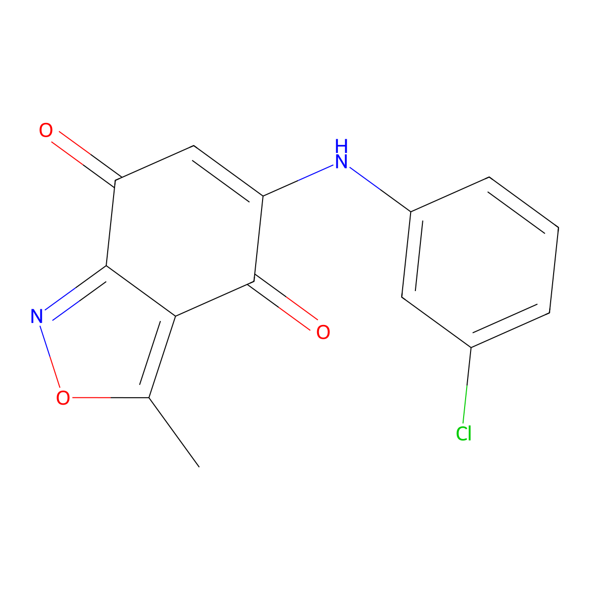 5-((3-Chlorophenyl)amino)-3-methylbenzo[c]isoxazole-4,7-dione molecular structure, CAS 33229-22-0