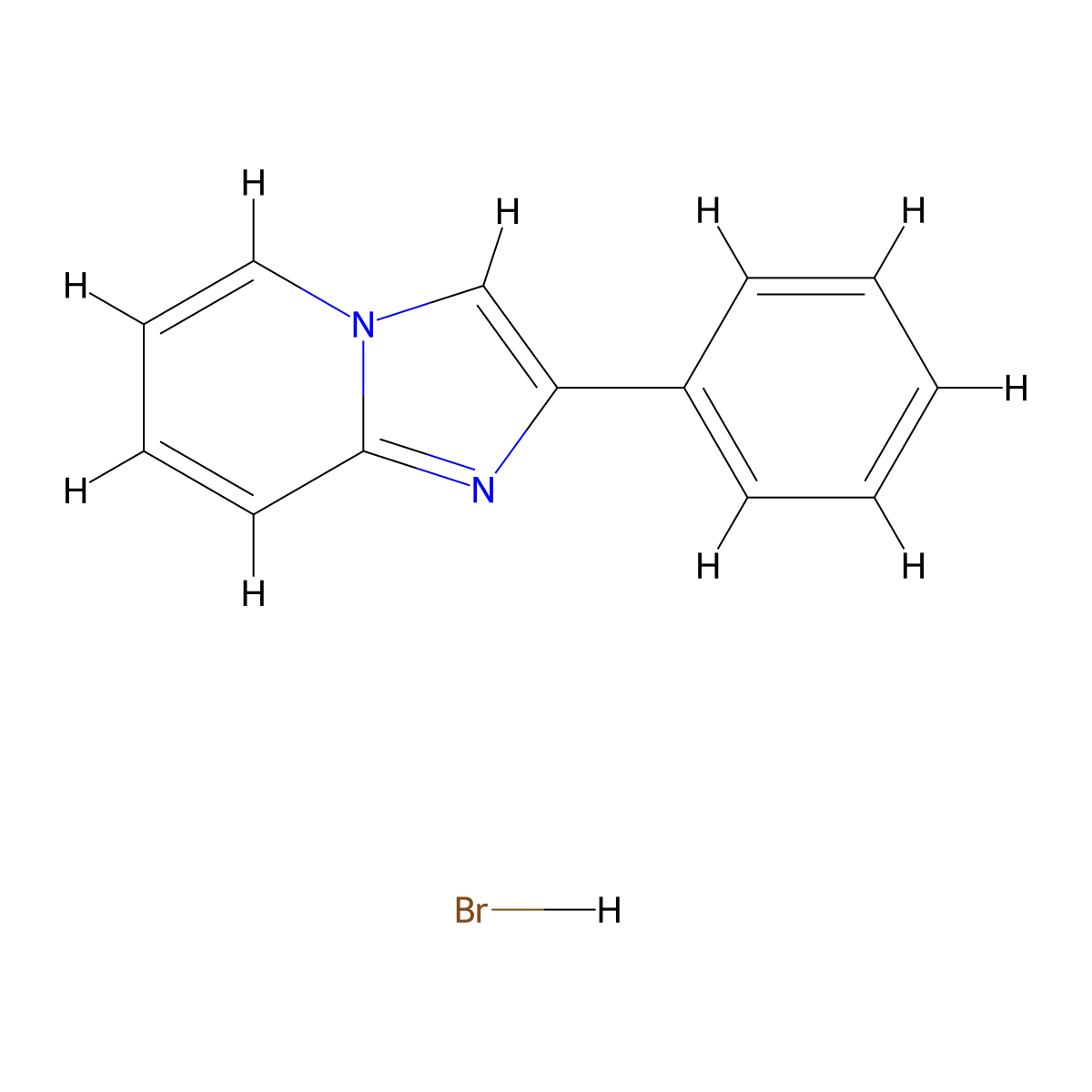 Imidazo(1,2-a)pyridine, 2-phenyl-, hydrobromide molecular structure, CAS 3323-66-8