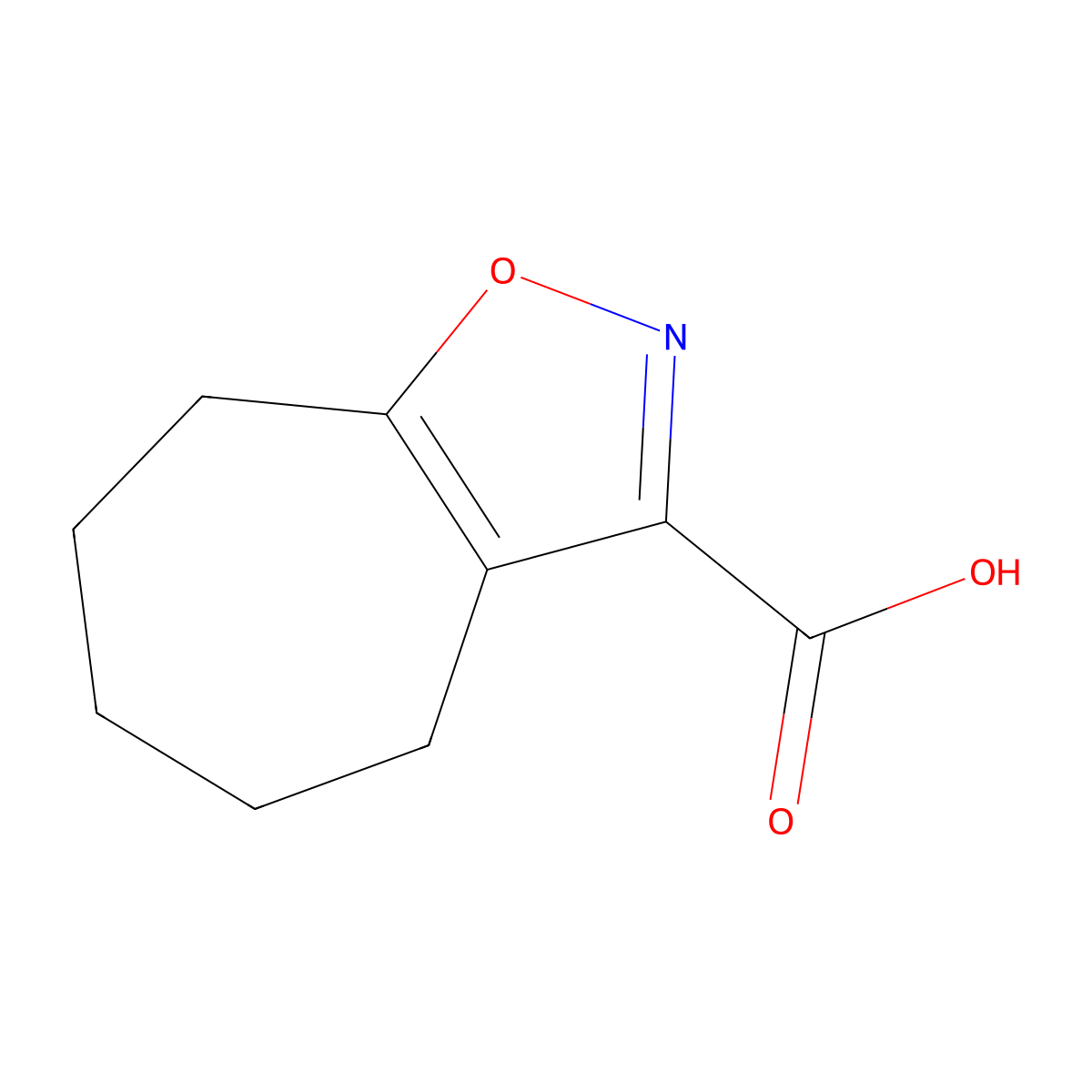 4H,5H,6H,7H,8H-cyclohepta(d)(1,2)oxazole-3-carboxylic acid molecular structure, CAS 33230-32-9