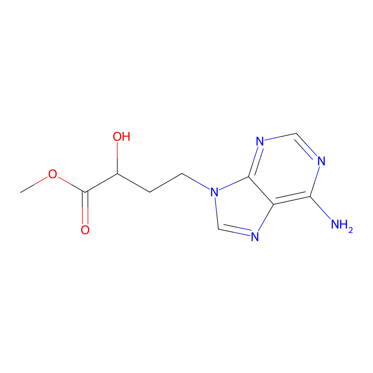 9H-Purine-9-butanoic acid, 6-amino-alpha-hydroxy-, methyl ester molecular structure, CAS 33231-14-0