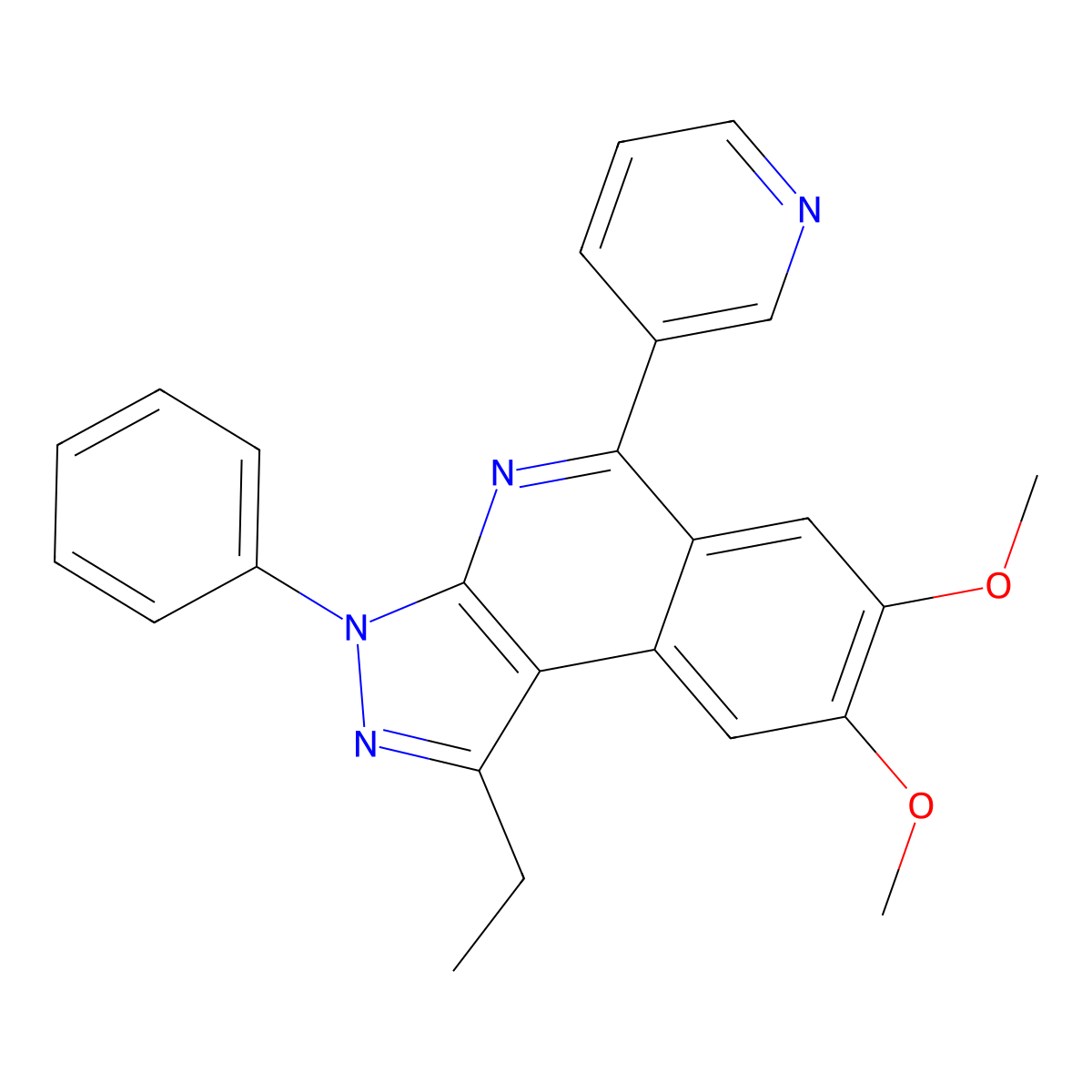 1-Ethyl-3-phenyl-5-(3-pyridinyl)-7,8-dimethoxy-3H-pyrazolo[3,4-c]isoquinoline molecular structure, CAS 332351-95-8