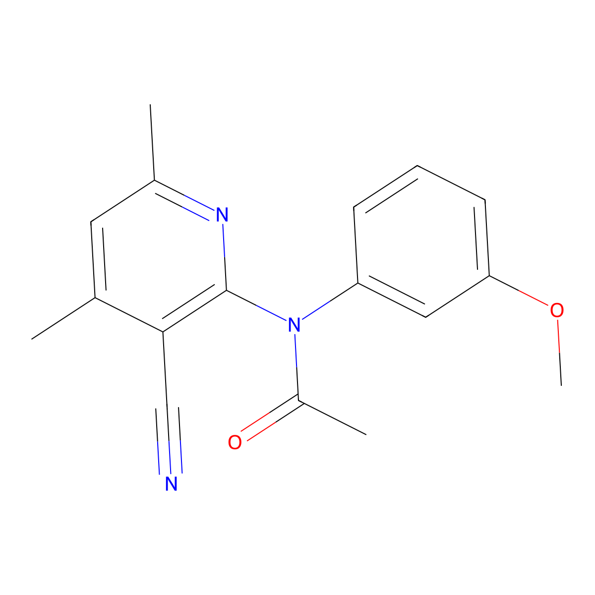 N-(3-cyano-4,6-dimethylpyridin-2-yl)-N-(3-methoxyphenyl)acetamide molecular structure, CAS 332351-99-2