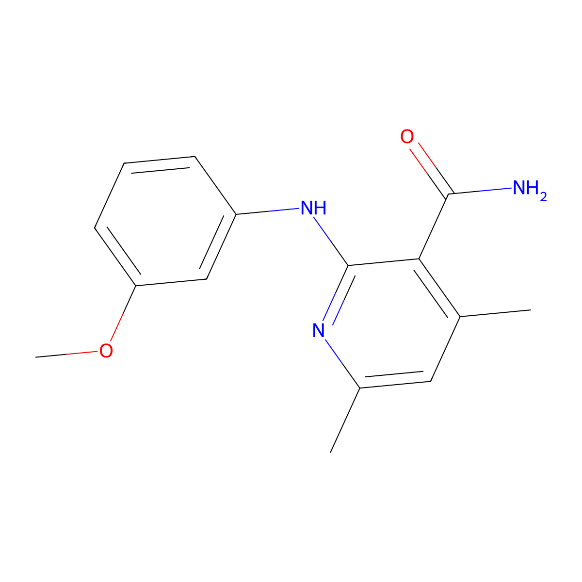 2-(3-Methoxy-phenylamino)-4,6-dimethyl-nicotinamide molecular structure, CAS 332352-00-8