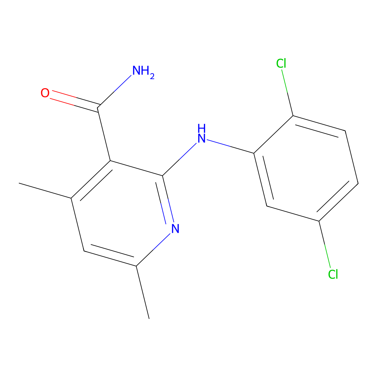 2-[(2,5-Dichlorophenyl)amino]-4,6-dimethylpyridine-3-carboxamide molecular structure, CAS 332352-02-0