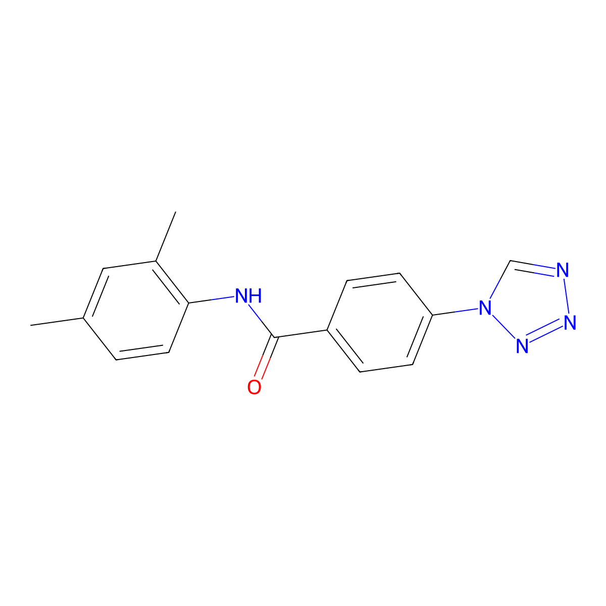 N-(2,4-dimethylphenyl)-4-(1H-tetrazol-1-yl)benzamide molecular structure, CAS 332352-08-6
