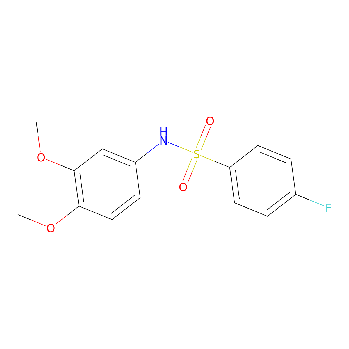 N-(3,4-dimethoxyphenyl)-4-fluorobenzenesulfonamide molecular structure, CAS 332354-60-6