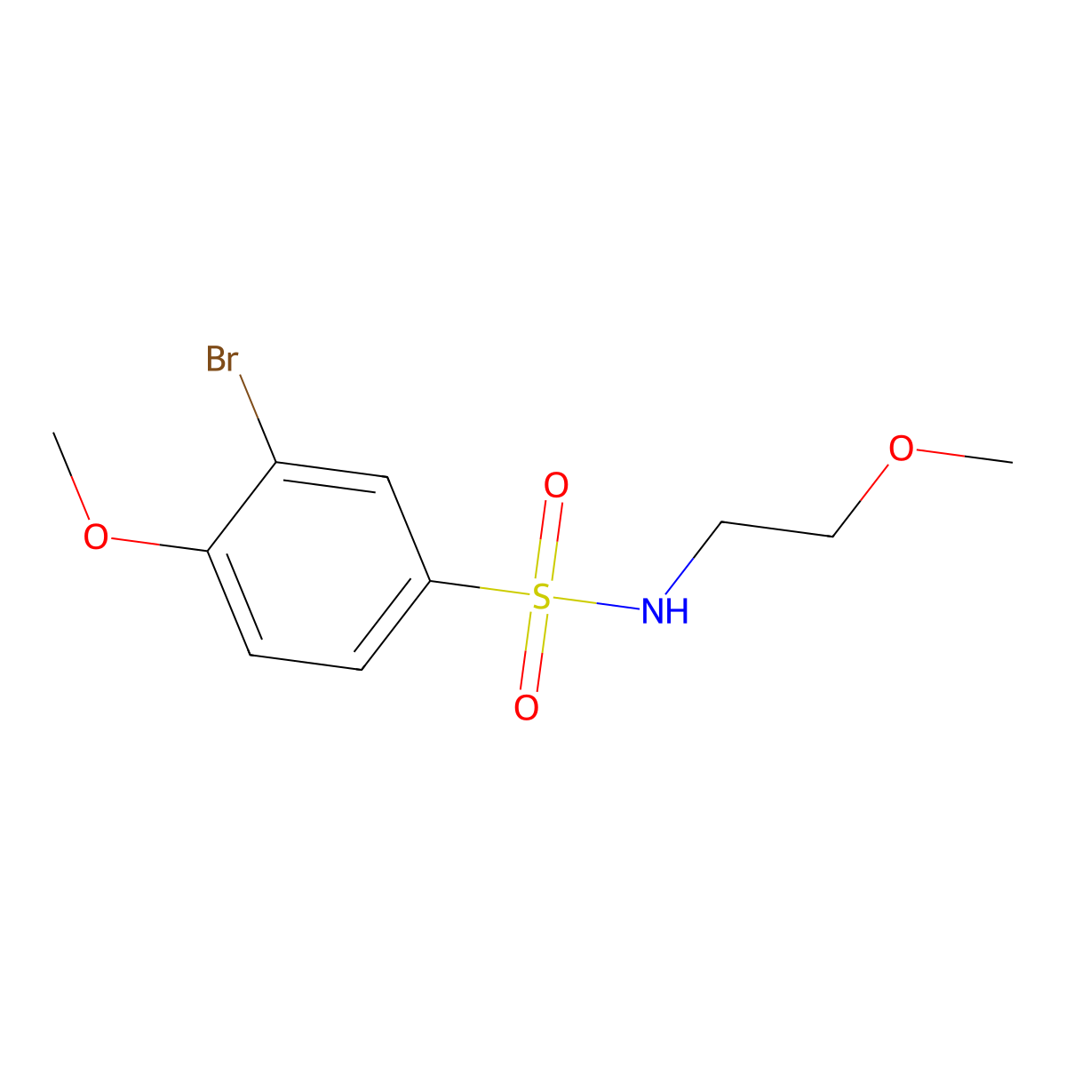 3-bromo-4-methoxy-N-(2-methoxyethyl)benzenesulfonamide molecular structure, CAS 332354-64-0