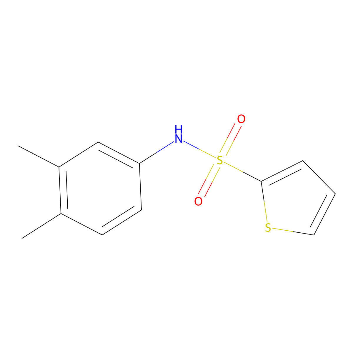 N-(3,4-dimethylphenyl)-2-thiophenesulfonamide molecular structure, CAS 332354-73-1