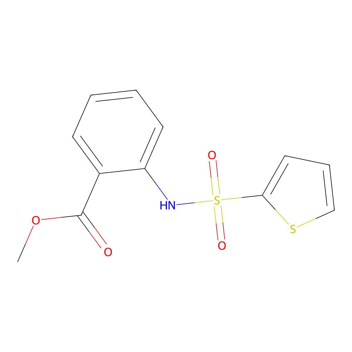 Methyl 2-(thiophen-2-ylsulfonylamino)benzoate molecular structure, CAS 332354-76-4