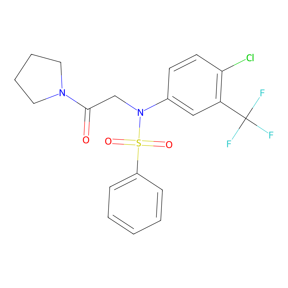 N-[4-chloro-3-(trifluoromethyl)phenyl]-N-(2-oxo-2-pyrrolidin-1-ylethyl)benzenesulfonamide molecular structure, CAS 332354-88-8