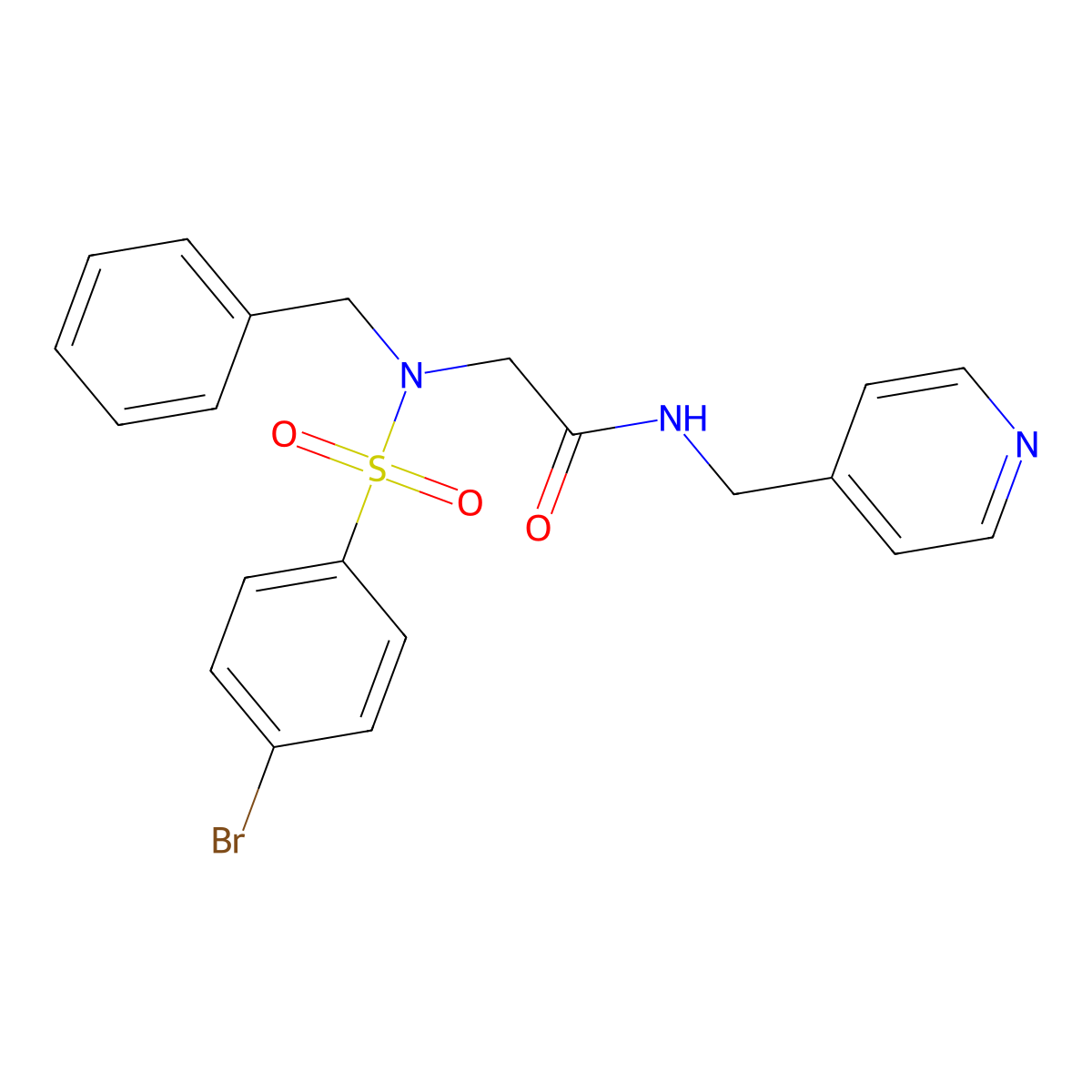 2-[benzyl-(4-bromophenyl)sulfonylamino]-N-(pyridin-4-ylmethyl)acetamide molecular structure, CAS 332355-89-2