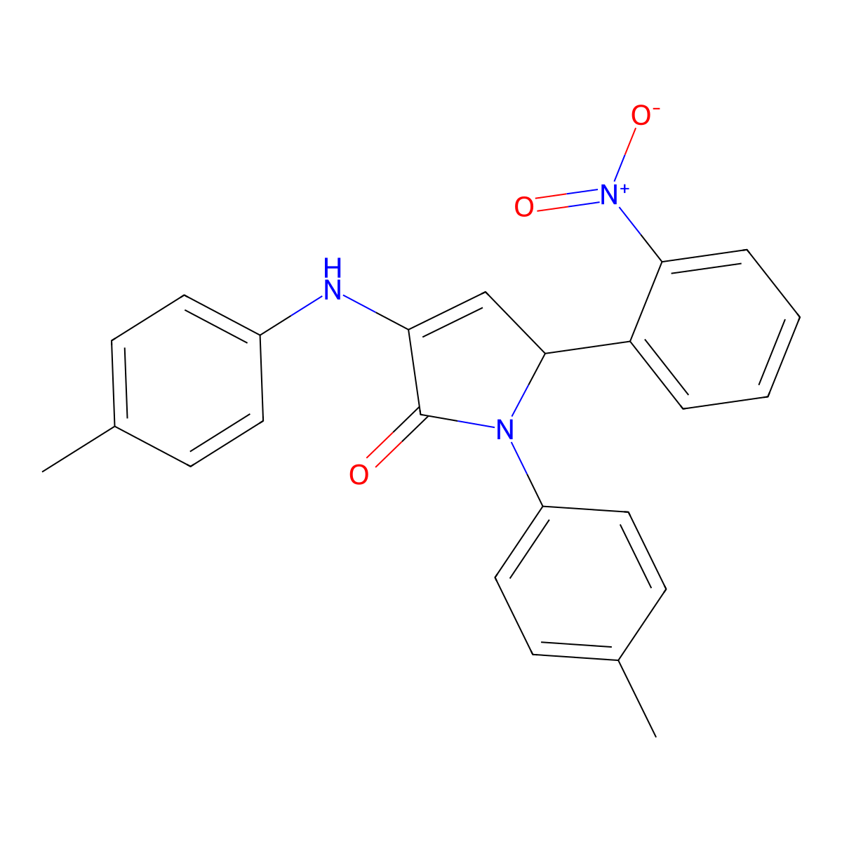 4-(4-methylanilino)-1-(4-methylphenyl)-2-(2-nitrophenyl)-2H-pyrrol-5-one molecular structure, CAS 332357-56-9