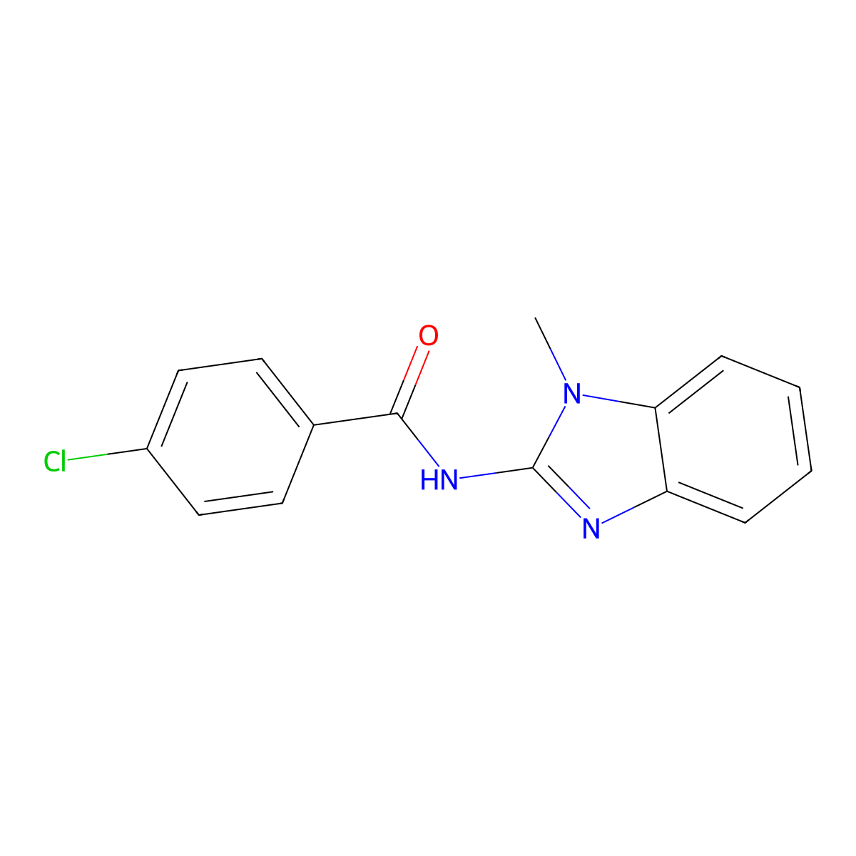 4-chloro-N-(1-methylbenzimidazol-2-yl)benzamide molecular structure, CAS 332357-57-0