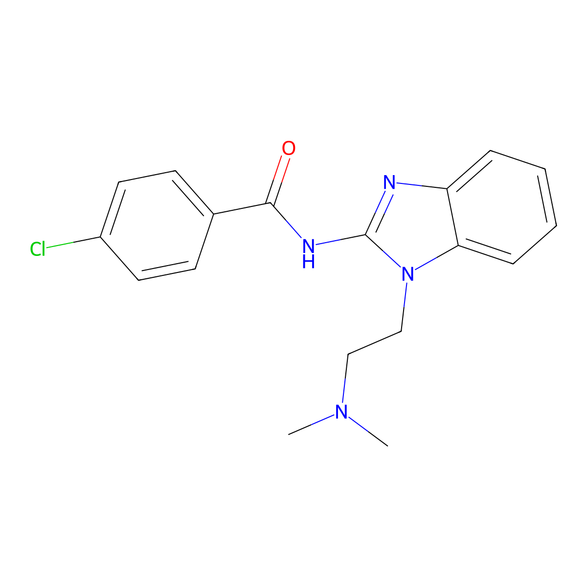 4-chloro-N-{1-[2-(dimethylamino)ethyl]-1H-benzimidazol-2-yl}benzamide molecular structure, CAS 332357-59-2