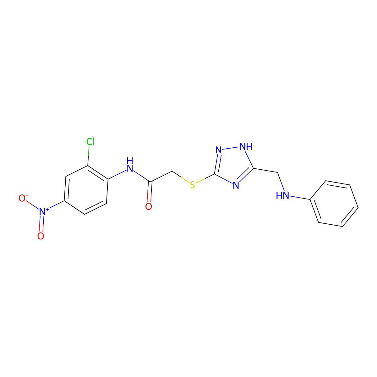 N-(2-Chloro-4-nitrophenyl)-2-((3-((phenylamino)methyl)-1H-1,2,4-triazol-5-yl)thio)acetamide molecular structure, CAS 332357-64-9