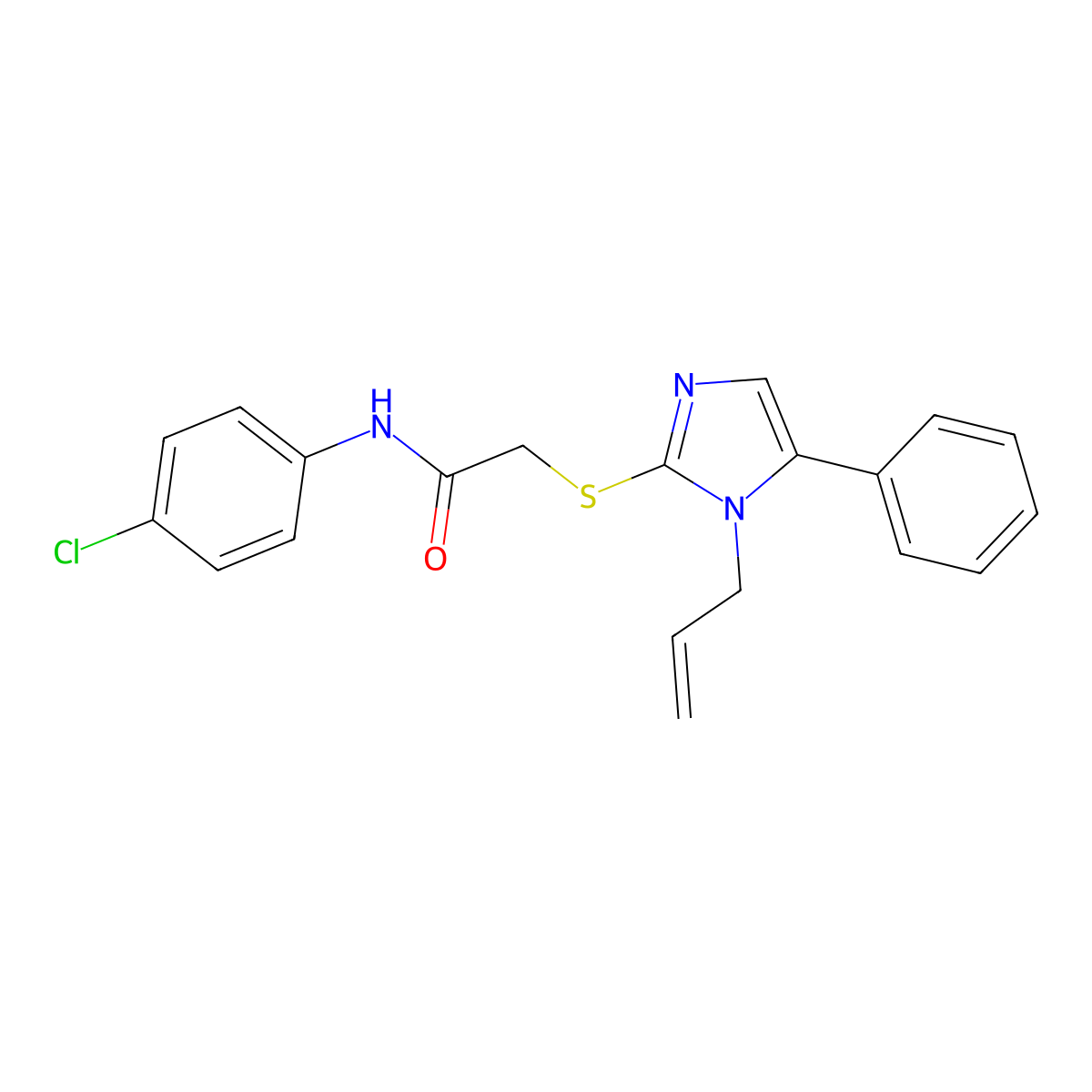 2-((1-allyl-5-phenyl-1H-imidazol-2-yl)thio)-N-(4-chlorophenyl)acetamide molecular structure, CAS 332357-99-0