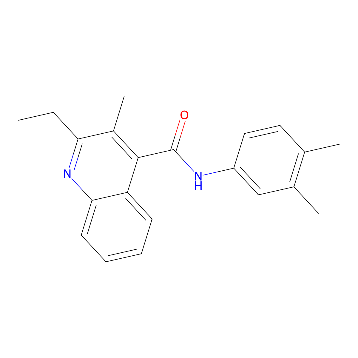 N-(3,4-dimethylphenyl)-2-ethyl-3-methylquinoline-4-carboxamide molecular structure, CAS 332358-68-6