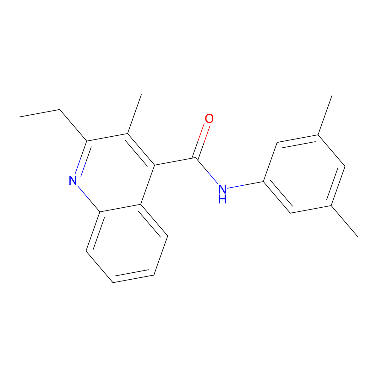 N-(3,5-dimethylphenyl)-2-ethyl-3-methylquinoline-4-carboxamide molecular structure, CAS 332358-70-0