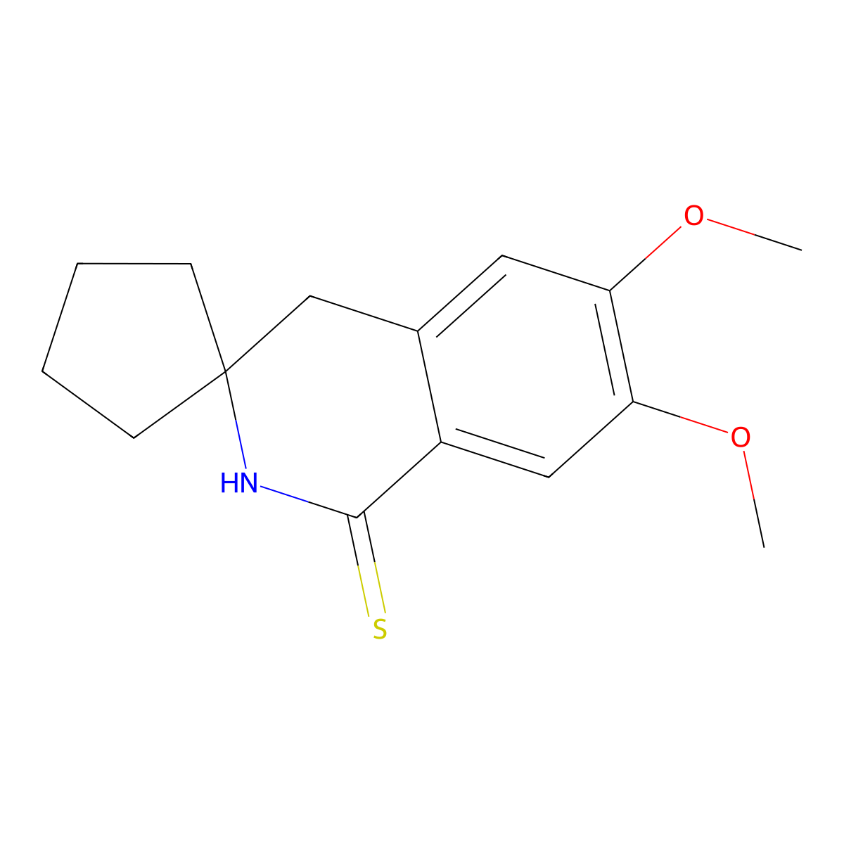6,7-Dimethoxyspiro[2,4-dihydroisoquinoline-3,1'-cyclopentane]-1-thione molecular structure, CAS 332358-92-6
