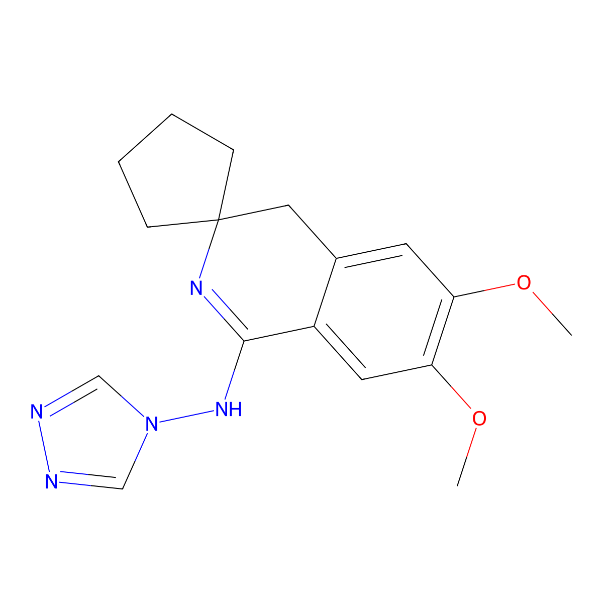 6,7-dimethoxy-N-(1,2,4-triazol-4-yl)spiro[4H-isoquinoline-3,1'-cyclopentane]-1-amine molecular structure, CAS 332358-94-8