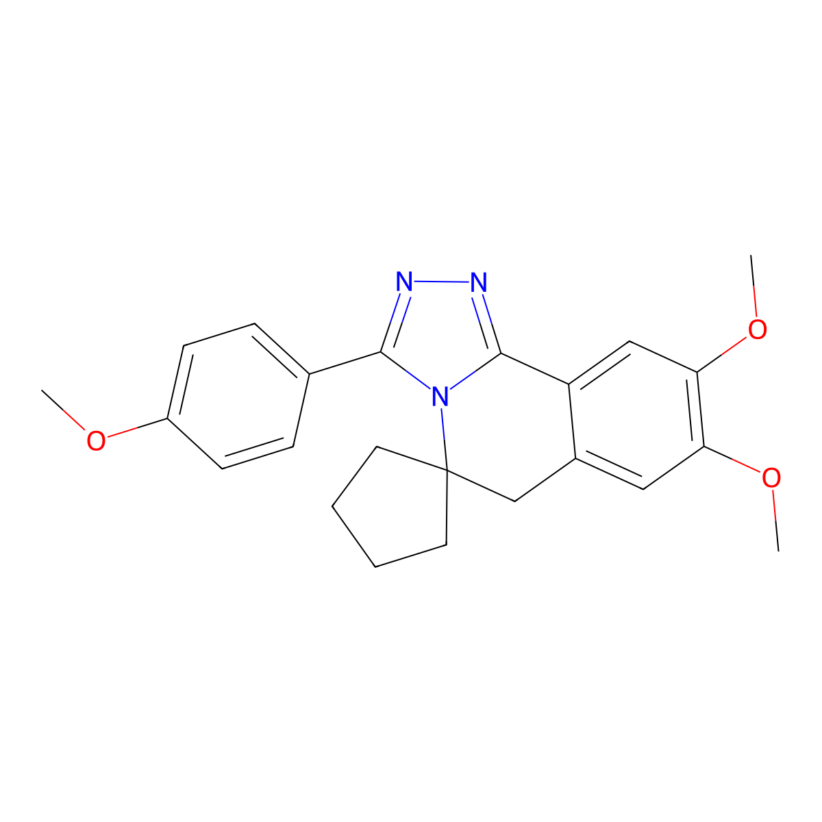 8,9-dimethoxy-3-(4-methoxyphenyl)spiro[6H-[1,2,4]triazolo[3,4-a]isoquinoline-5,1'-cyclopentane] molecular structure, CAS 332358-95-9