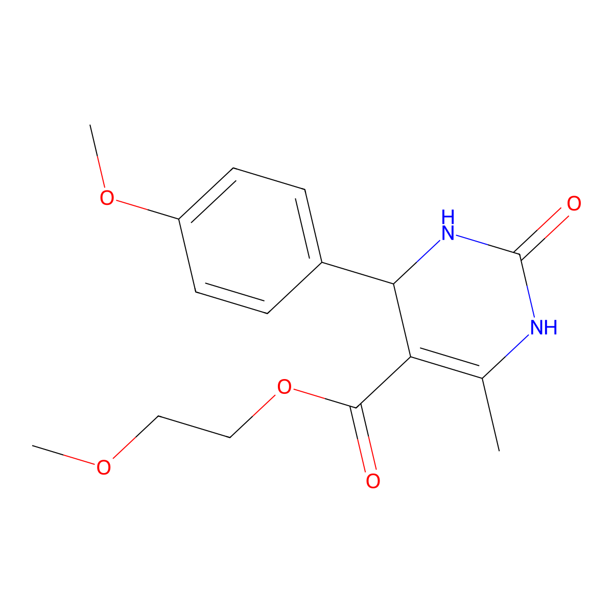 2-Methoxyethyl 4-(4-methoxyphenyl)-6-methyl-2-oxo-1,2,3,4-tetrahydropyrimidine-5-carboxylate molecular structure, CAS 332372-95-9